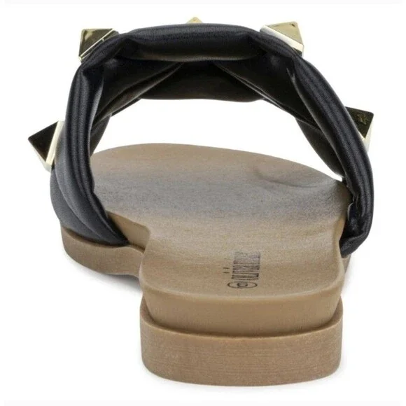 Olivia Miller Skylar Women's Studded Slide Sandals Black Gold Size 7 New - Picture 3 of 4